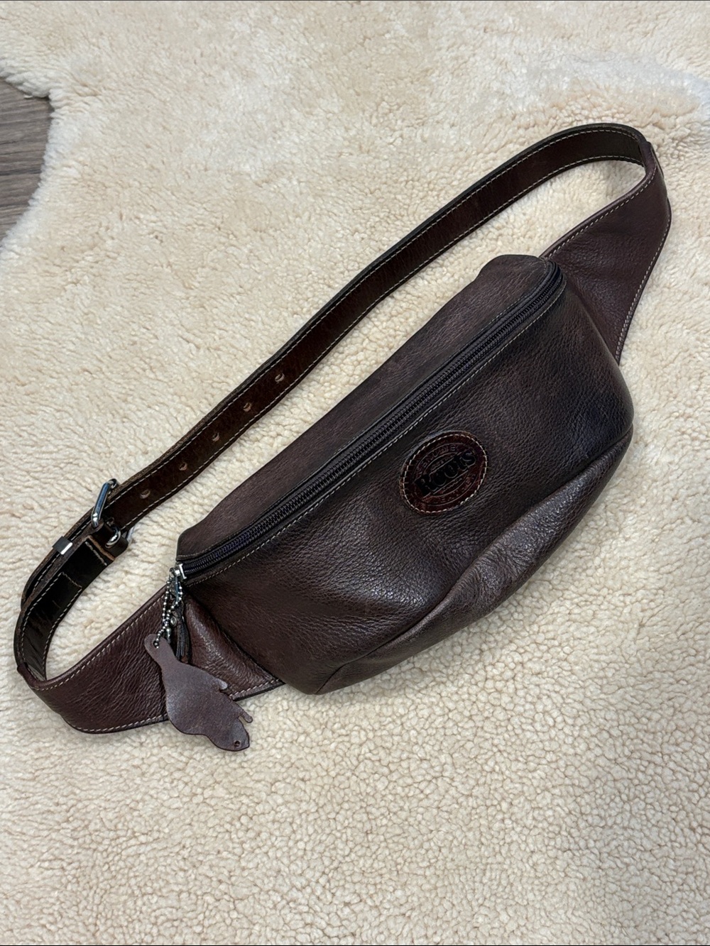 Vintage Roots leather waist bag fanny pack, dark brown, OS, unisex